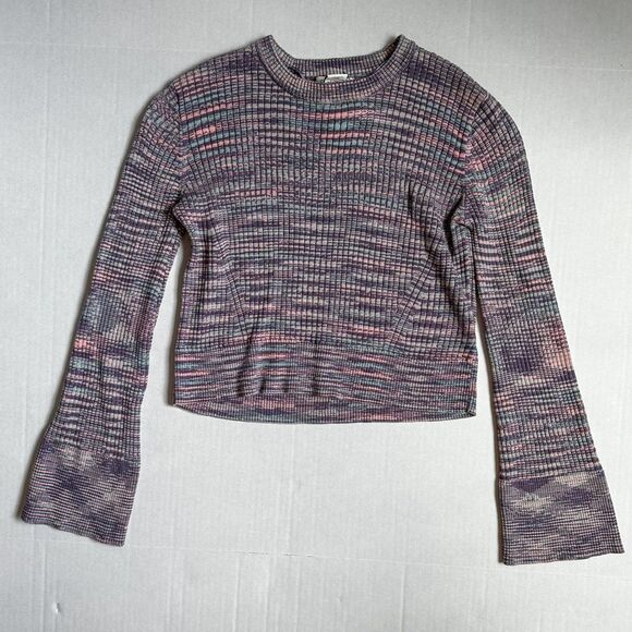 Sincerely Jules Long Bell Sleeve Striped Sweater Women’s Medium Purple Pink - Picture 1 of 7